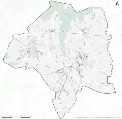 Verlauf der im Integrierten Mobilitätskonzept vorgesehenen Fahrradstraßen in Nettetal