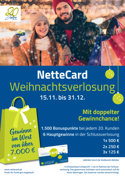  Große NetteCard Weihnachtsverlosung 2024: Doppelte Gewinnchancen – Gewinne von über 7.000 Euro